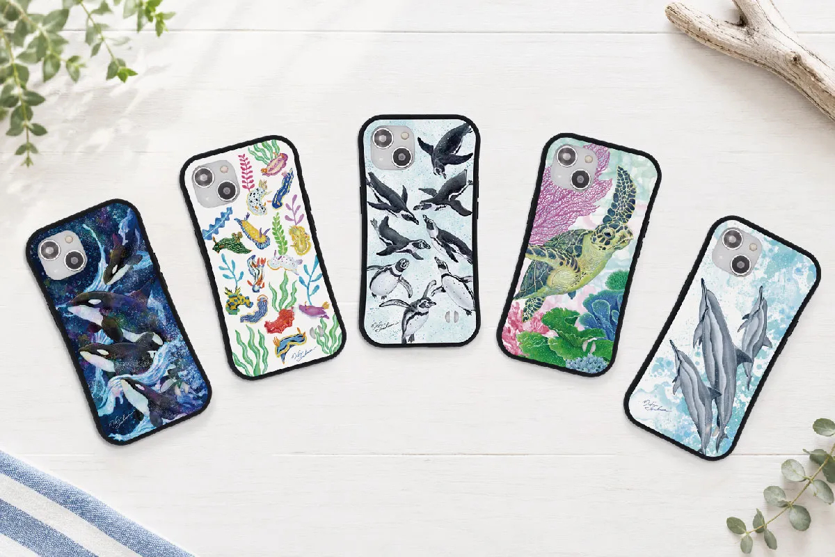 シャチ、ウミウシ、ペンギン、ウミガメ、イルカのPhone用スマホケース