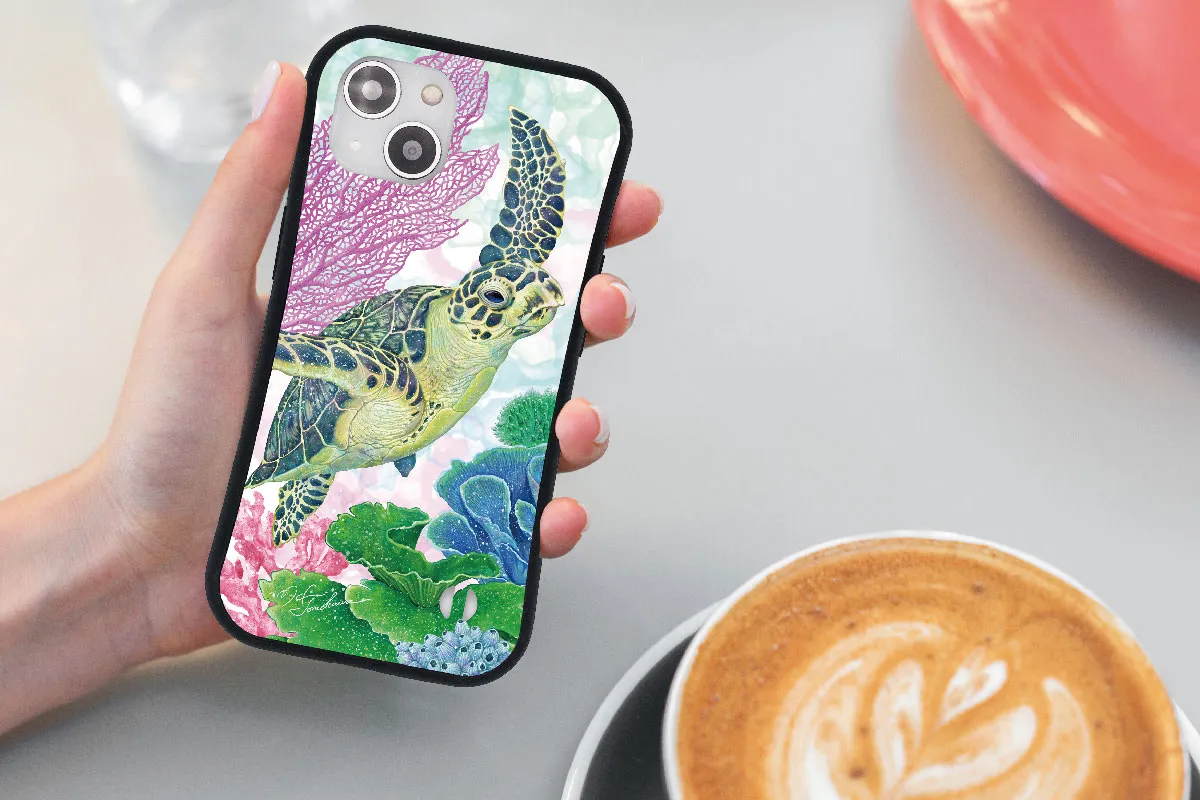 ウミガメとサンゴのiPhone用耐衝撃スマホケース